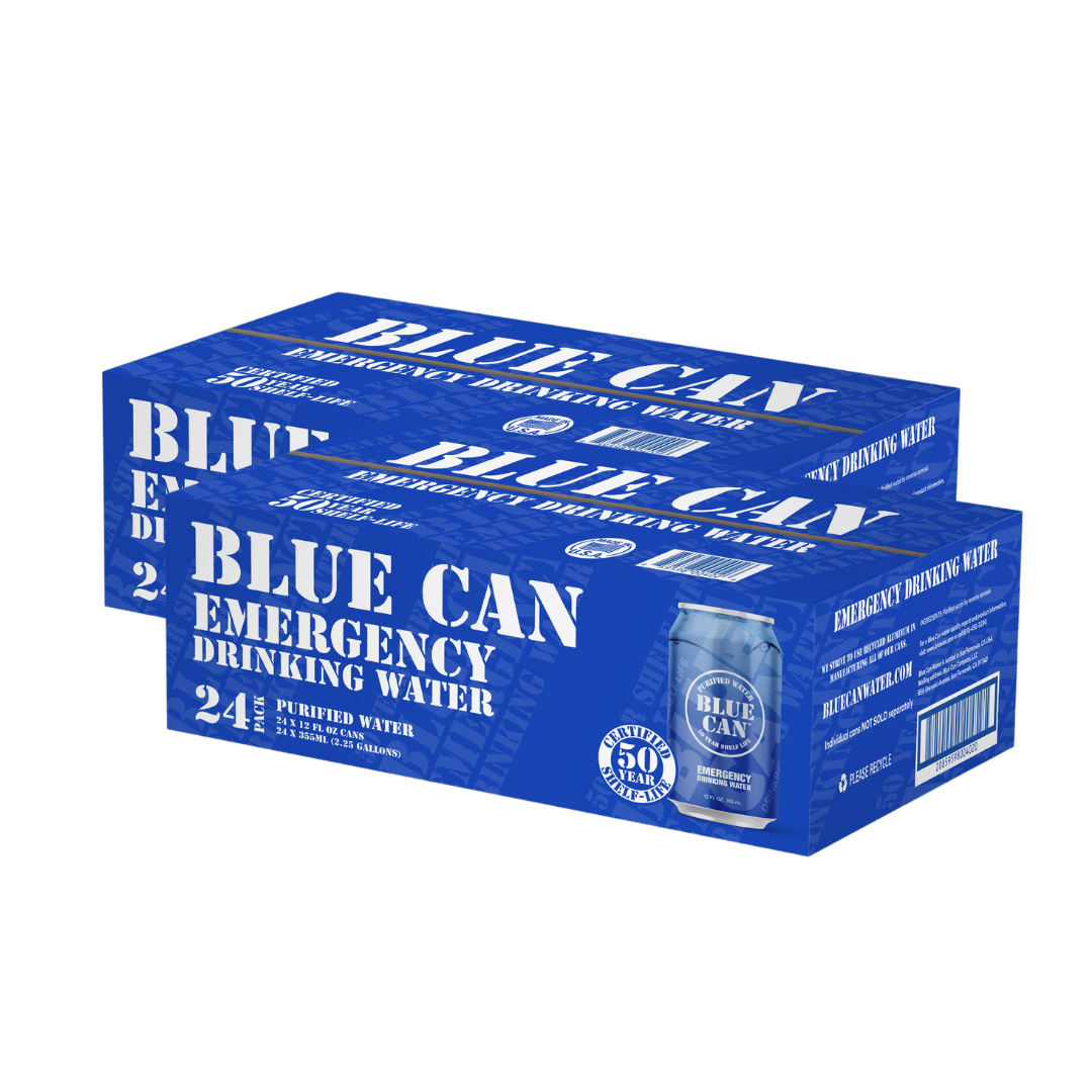 48 Cans of Blue CAN Emergency Survival Drinking Water 50 Year Shelf Life  for sale online